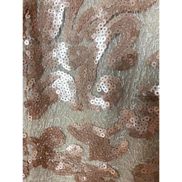 JS COLLECTIONS DRESS 2 GOLD SEQUIN FALL WEDDING GUEST SHORT COCKTAIL LACE - Picture 9 of 16